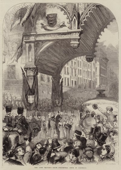 Le défilé du Lord Maire, Arc de triomphe à Cornhill - Matthew Somerville Morgan
